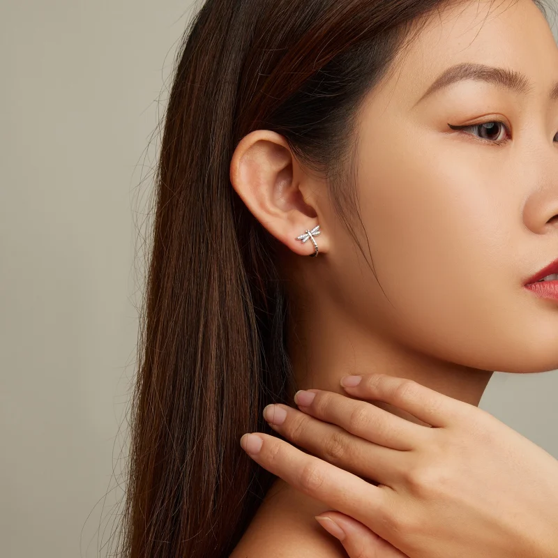 (imagem para) Pandora Style Dragonfly Hoop Earrings - SCE1511 - Visualizar 7