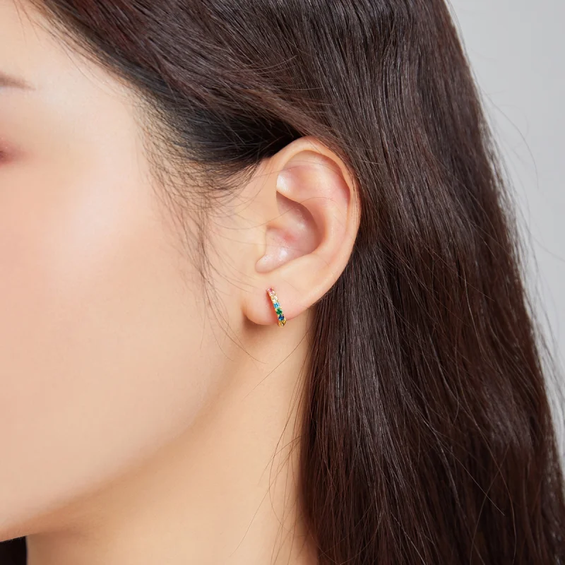 (imagem para) Pandora Style Earside Rainbow Hoop Earrings - SCE1098 - Visualizar 2