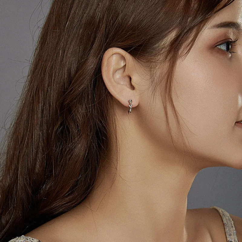 (imagem para) Pandora Style Elegant Rose Hoop Earrings - BSE442 - Visualizar 6