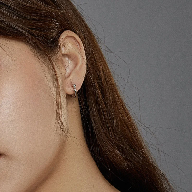 (imagem para) Pandora Style Elegant Rose Hoop Earrings - BSE442 - Visualizar 7