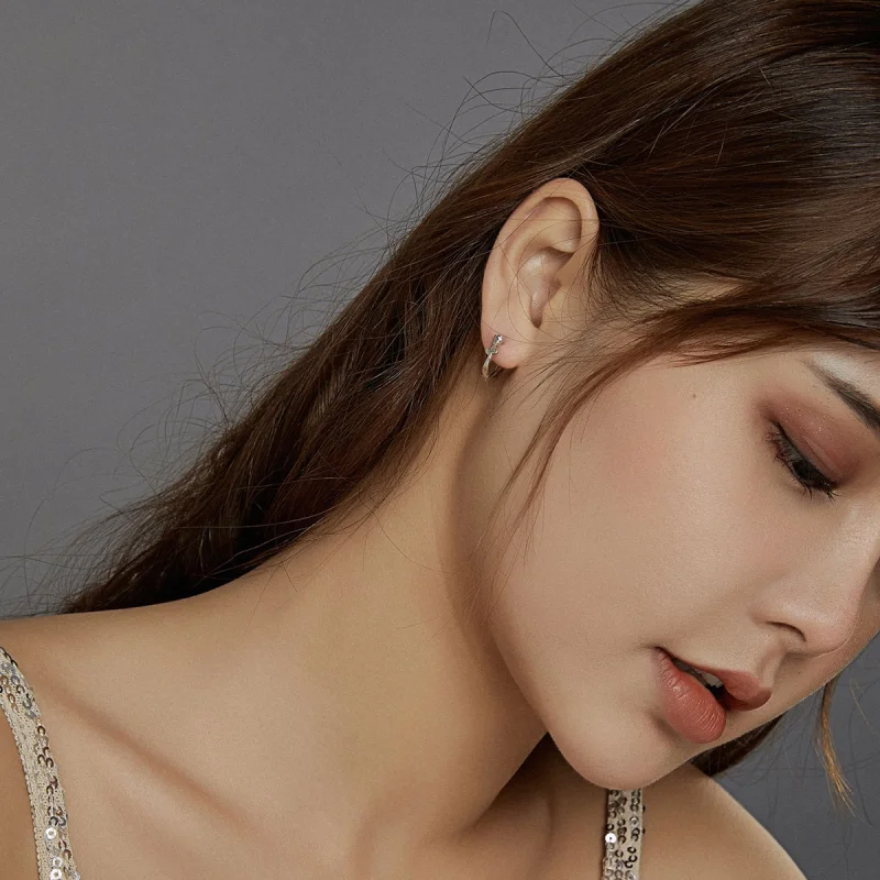 (imagem para) Pandora Style Elegant Rose Hoop Earrings - BSE442 - Visualizar 8