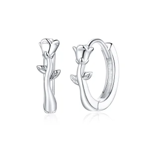 (imagem para) Pandora Style Elegant Rose Hoop Earrings - BSE442