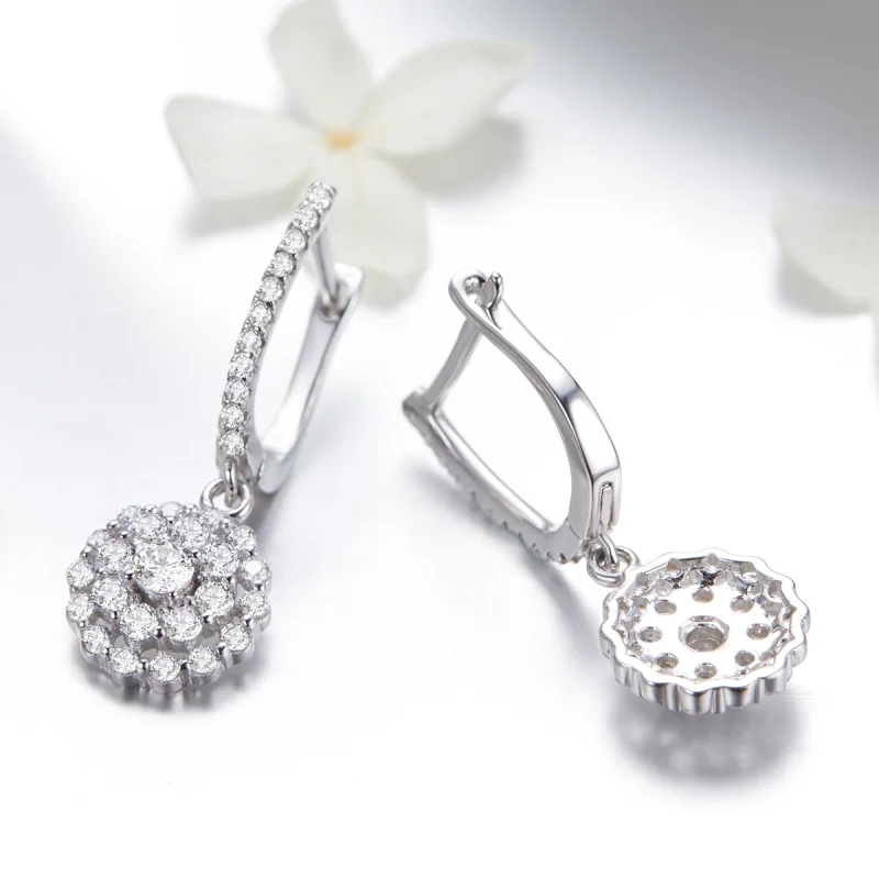 (imagem para) Pandora Style Flower of Light Hoop Earrings - SCE517 - Visualizar 3