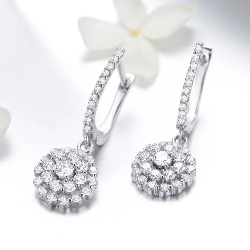 (imagem para) Pandora Style Flower of Light Hoop Earrings - SCE517 - Visualizar 4