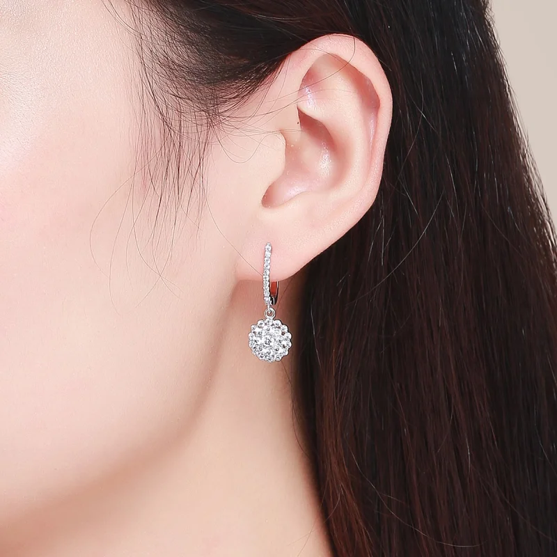 (imagem para) Pandora Style Flower of Light Hoop Earrings - SCE517 - Visualizar 5