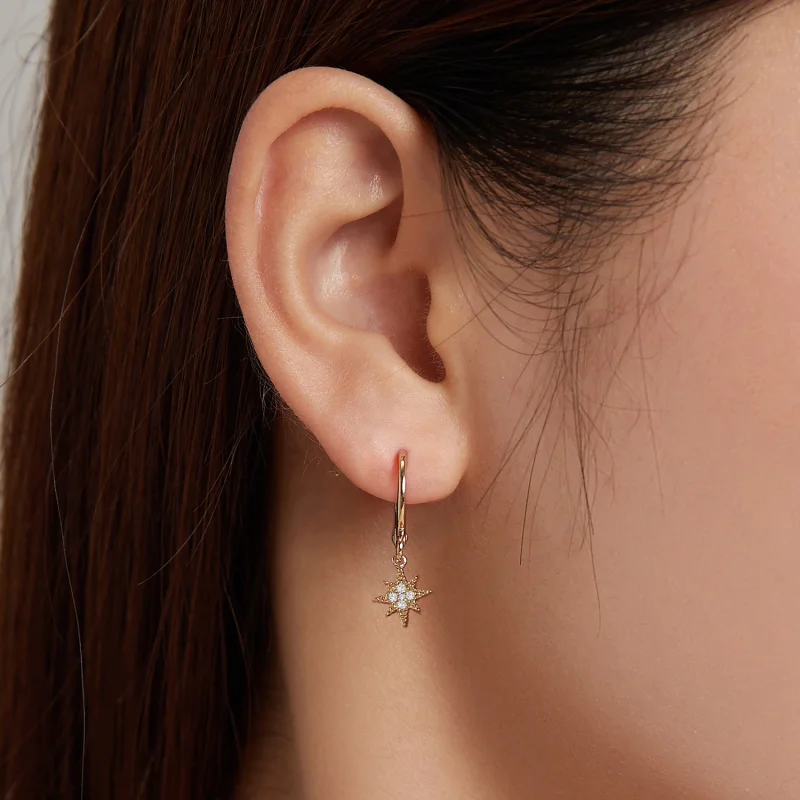 (imagem para) Pandora Style Golden Moon Hoop Earrings - SCE1267 - Visualizar 8