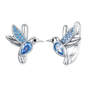 Pandora Style Hummingbird Hoop Earrings - SCE1503 (imagem para) Pandora Style Hummingbird Hoop Earrings - SCE1503