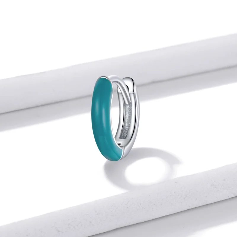 (imagem para) Pandora Style Little Blue Hoop Earrings - BSE488-BU - Visualizar 2