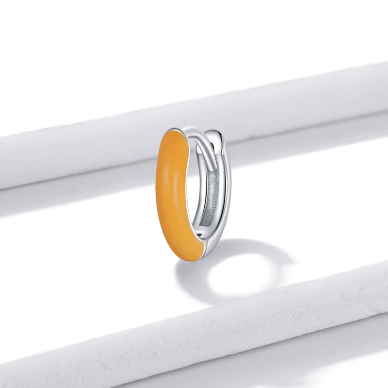(imagem para) Pandora Style Little Orange Hoop Earrings - BSE488-OR - Visualizar 2