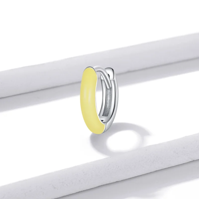 (imagem para) Pandora Style Little Yellow Hoop Earrings - BSE488-YE - Visualizar 2