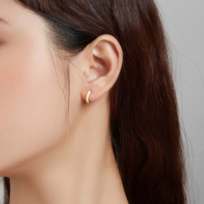 (imagem para) Pandora Style Little Yellow Hoop Earrings - BSE488-YE - Visualizar 4