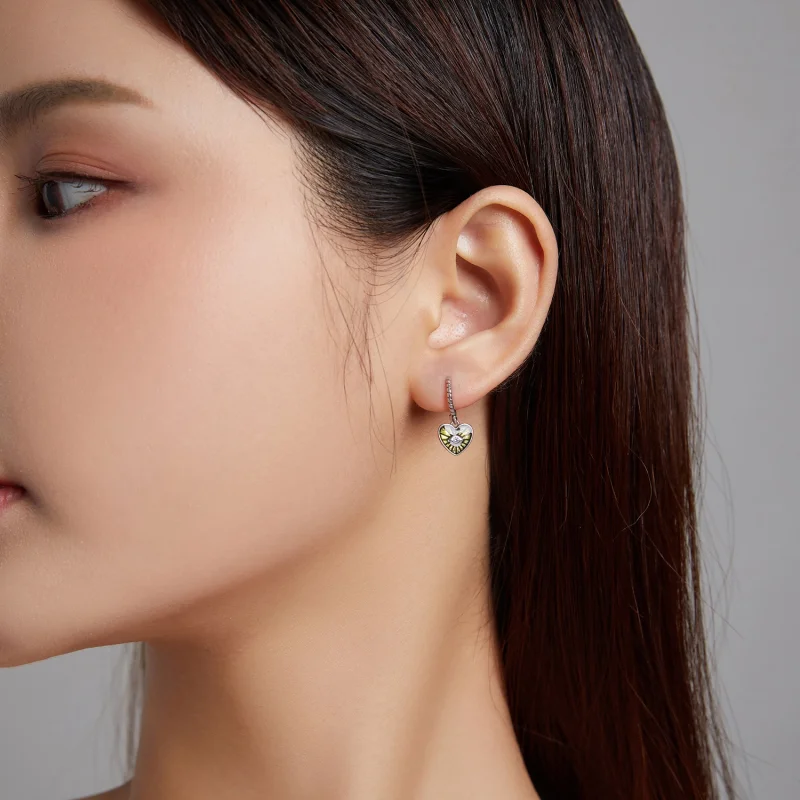 (imagem para) Pandora Style Love Devil Eyes - Lemon Yellow Hoop Earrings - SCE1270-YE - Visualizar 2