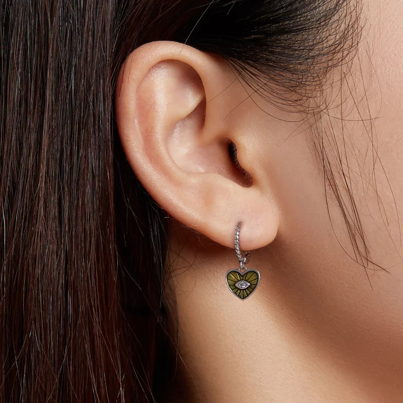 (imagem para) Pandora Style Love Devil Eyes - Lemon Yellow Hoop Earrings - SCE1270-YE - Visualizar 4