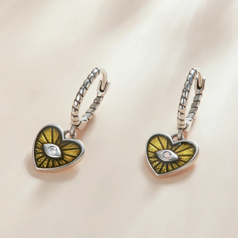 (imagem para) Pandora Style Love Devil Eyes - Lemon Yellow Hoop Earrings - SCE1270-YE - Visualizar 5