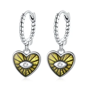 (imagem para) Pandora Style Love Devil Eyes - Lemon Yellow Hoop Earrings - SCE1270-YE