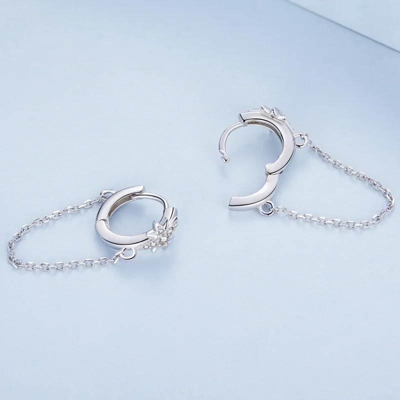 (imagem para) Pandora Style Mans Star Hoop Earrings - BSE699 - Visualizar 4
