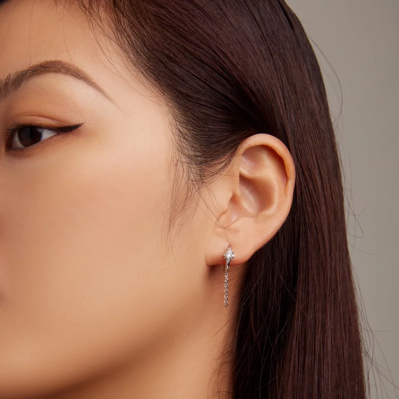 (imagem para) Pandora Style Mans Star Hoop Earrings - BSE699 - Visualizar 6