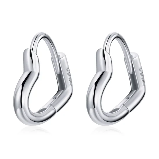 (imagem para) Pandora Style Metal Heart Hoop Earrings - SCE1174-A