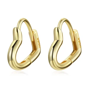(imagem para) Pandora Style Metal Heart Hoop Earrings - SCE1174-B