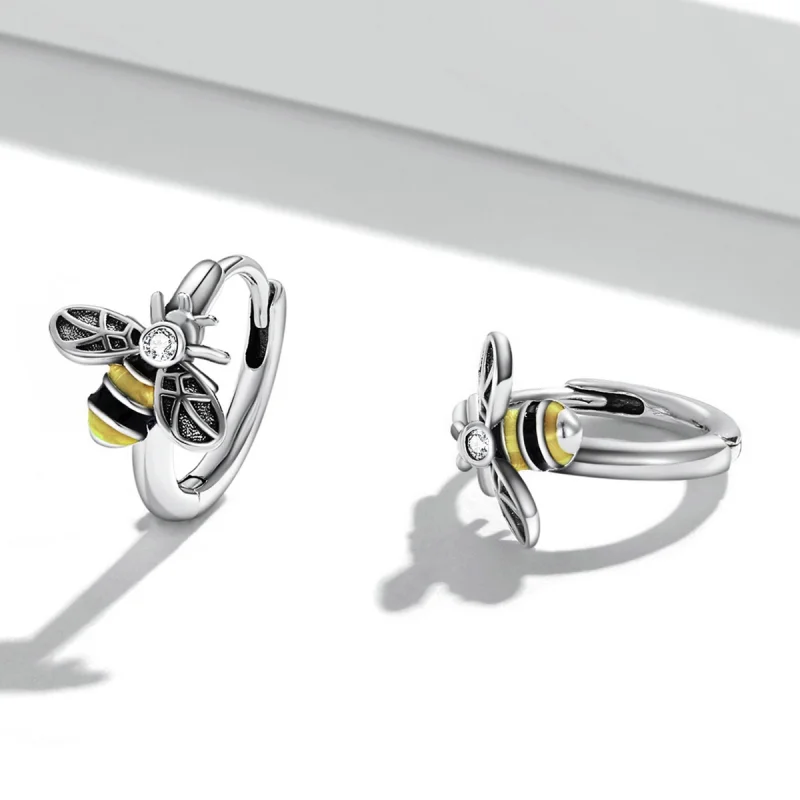(imagem para) Pandora Style Mini Bee Hoop Earrings - SCE1337 - Visualizar 3