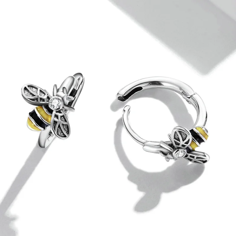 (imagem para) Pandora Style Mini Bee Hoop Earrings - SCE1337 - Visualizar 4