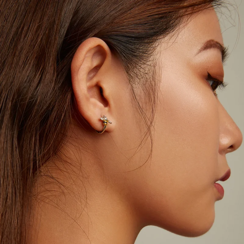 (imagem para) Pandora Style Mini Bee Hoop Earrings - SCE1337 - Visualizar 6