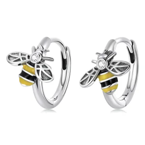 (imagem para) Pandora Style Mini Bee Hoop Earrings - SCE1337