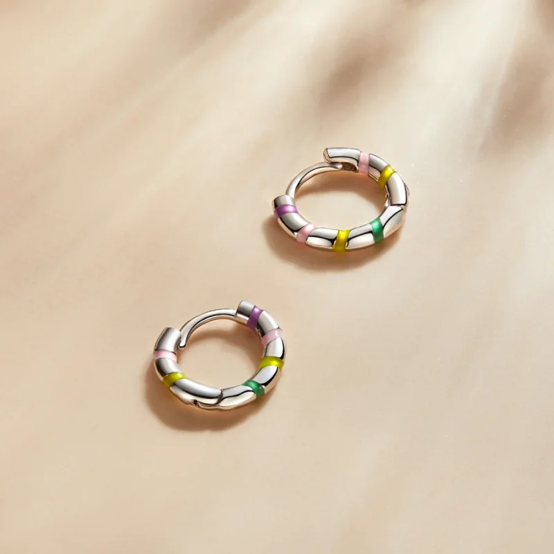 (imagem para) Pandora Style Mini Ribbon Hoop Earrings - SCE1284 - Visualizar 2