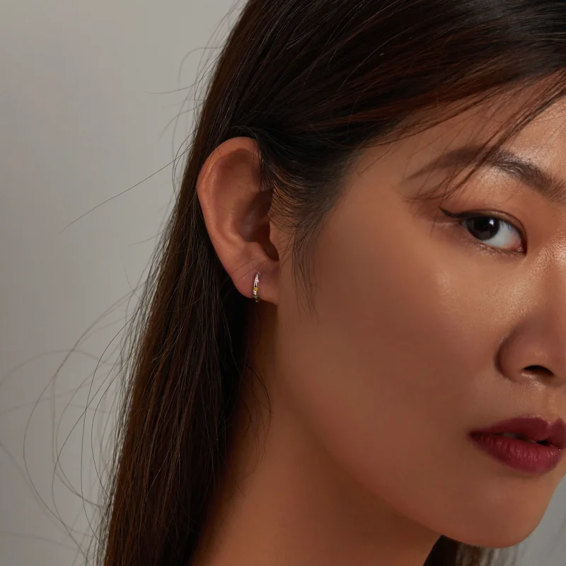 (imagem para) Pandora Style Mini Ribbon Hoop Earrings - SCE1284 - Visualizar 5