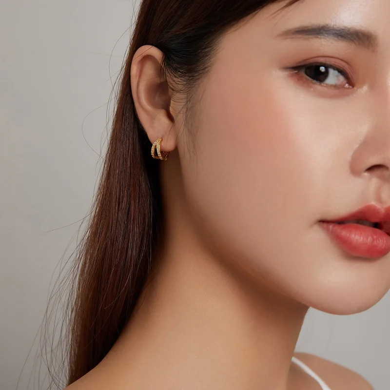 (imagem para) Pandora Style Modern Woman Hoop Earrings - SCE1187-B - Visualizar 6