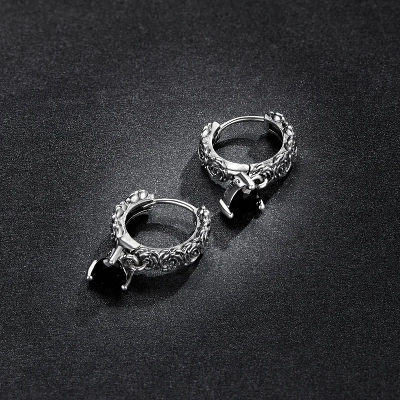 (imagem para) Pandora Style Night Rose Hoop Earrings - BSE535 - Visualizar 5