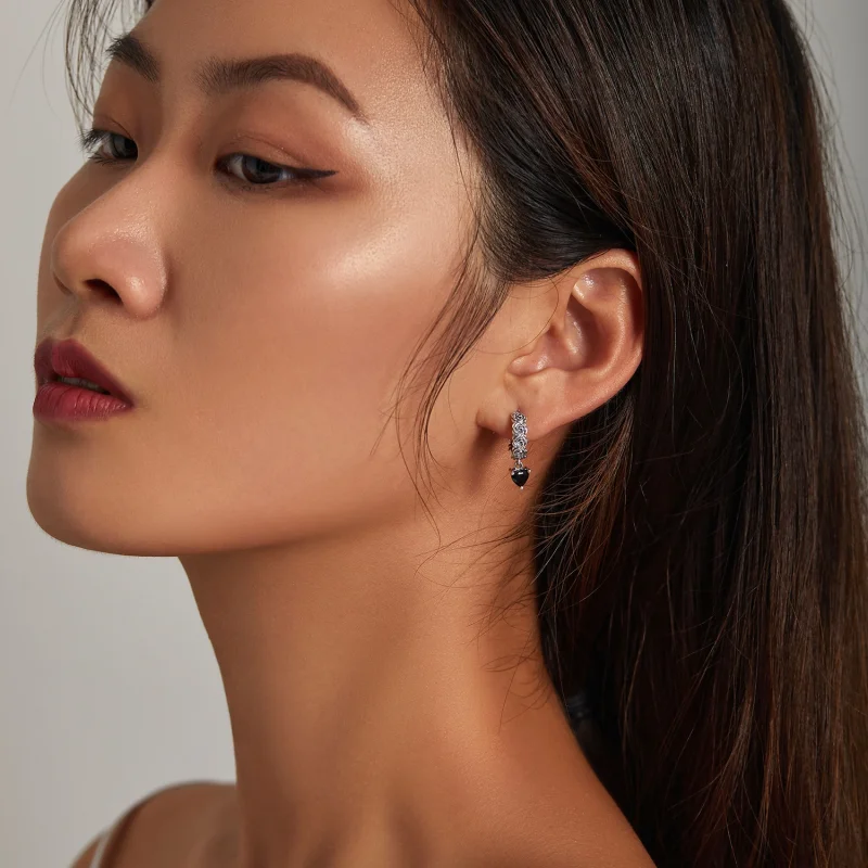 (imagem para) Pandora Style Night Rose Hoop Earrings - BSE535 - Visualizar 8