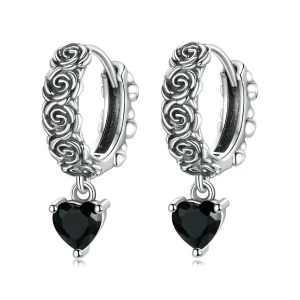 (imagem para) Pandora Style Night Rose Hoop Earrings - BSE535