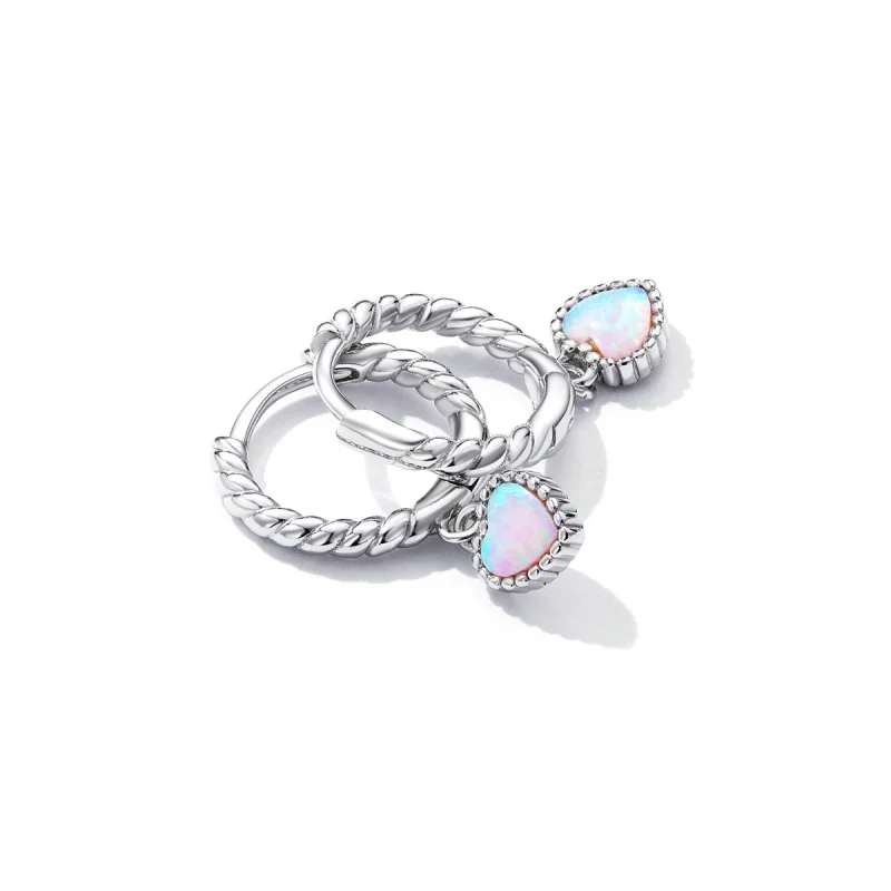 (imagem para) Pandora Style Opal Love Hoop Earrings - SCE1385 - Visualizar 3