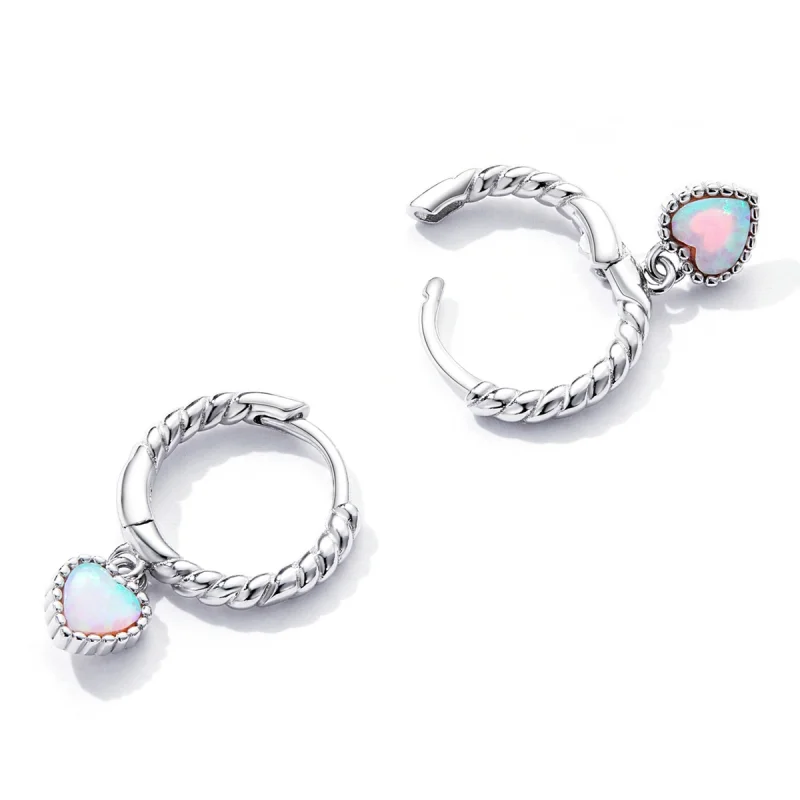(imagem para) Pandora Style Opal Love Hoop Earrings - SCE1385 - Visualizar 4