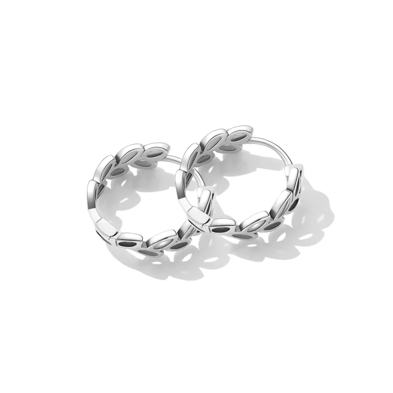 (imagem para) Pandora Style Openwork Out Leaves Hoop Earrings - SCE1461 - Visualizar 3