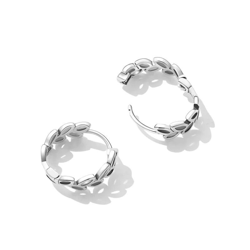 (imagem para) Pandora Style Openwork Out Leaves Hoop Earrings - SCE1461 - Visualizar 4
