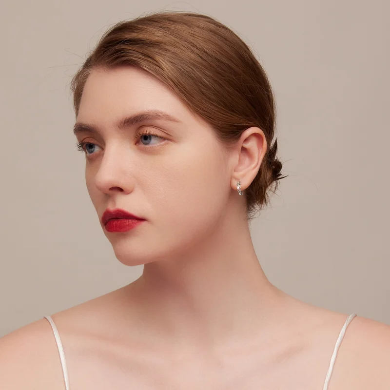 (imagem para) Pandora Style Openwork Out Leaves Hoop Earrings - SCE1461 - Visualizar 5