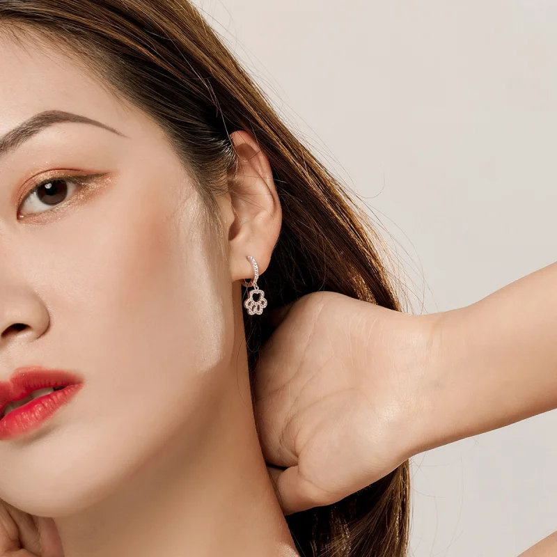 (imagem para) Pandora Style Pet Imprint Hoop Earrings - SCE771 - Visualizar 5