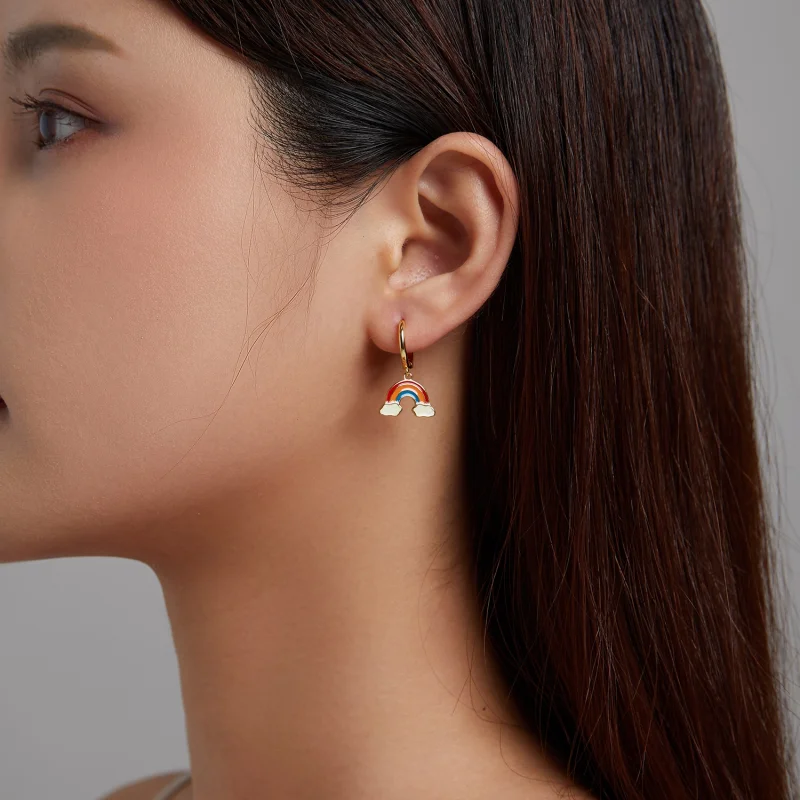 (imagem para) Pandora Style Pop Rainbow Hoop Earrings - SCE1238 - Visualizar 4