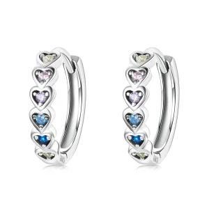 (imagem para) Pandora Style Rainbow Heart Hoop Earrings - SCE1275