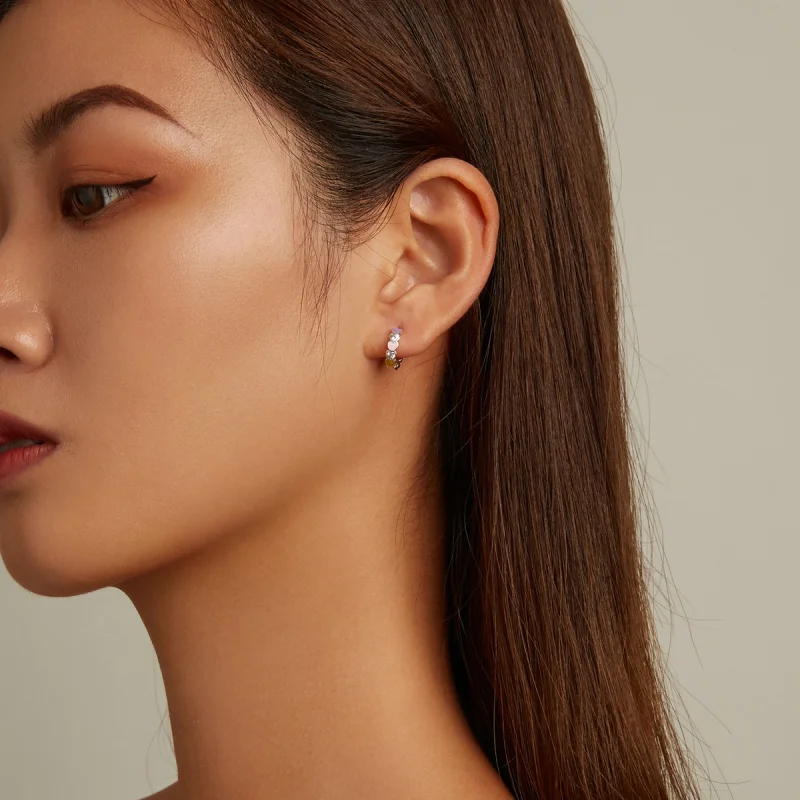 (imagem para) Pandora Style Rainbow Heart Hoop Earrings - SCE1342 - Visualizar 6