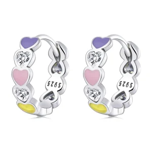 (imagem para) Pandora Style Rainbow Heart Hoop Earrings - SCE1342