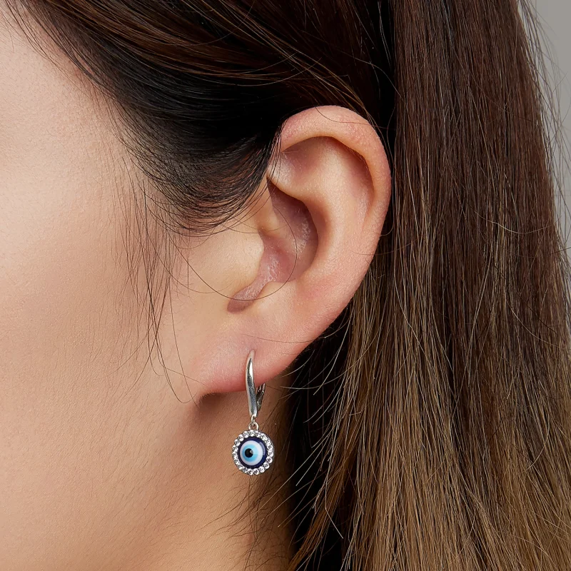 (imagem para) Pandora Style Resin Devil Eye Hoop Earrings - BSE638 - Visualizar 5