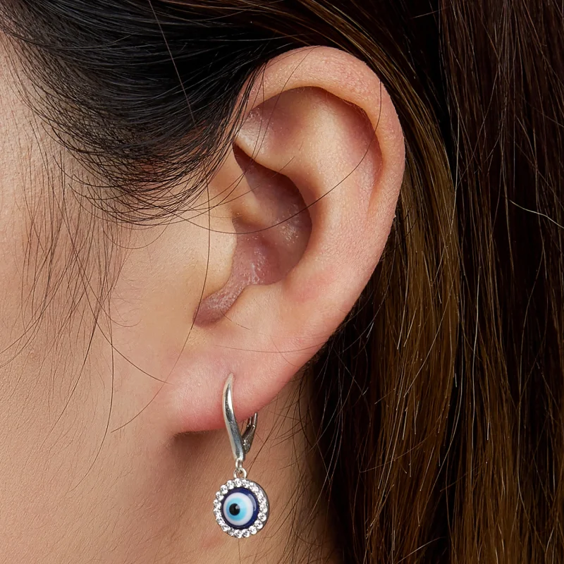 (imagem para) Pandora Style Resin Devil Eye Hoop Earrings - BSE638 - Visualizar 7