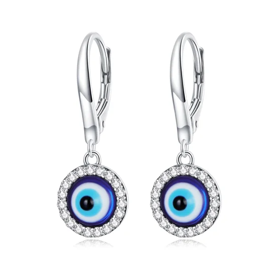 (imagem para) Pandora Style Resin Devil Eye Hoop Earrings - BSE638