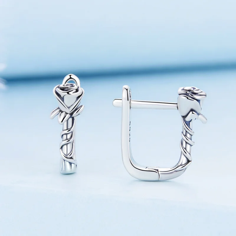 (imagem para) Pandora Style Roses Hoop Earrings - BSE716 - Visualizar 2