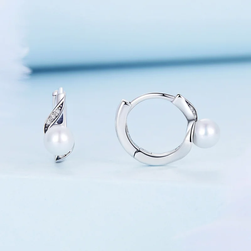 (imagem para) Pandora Style Shell Beads Hoop Earrings - BSE710 - Visualizar 2