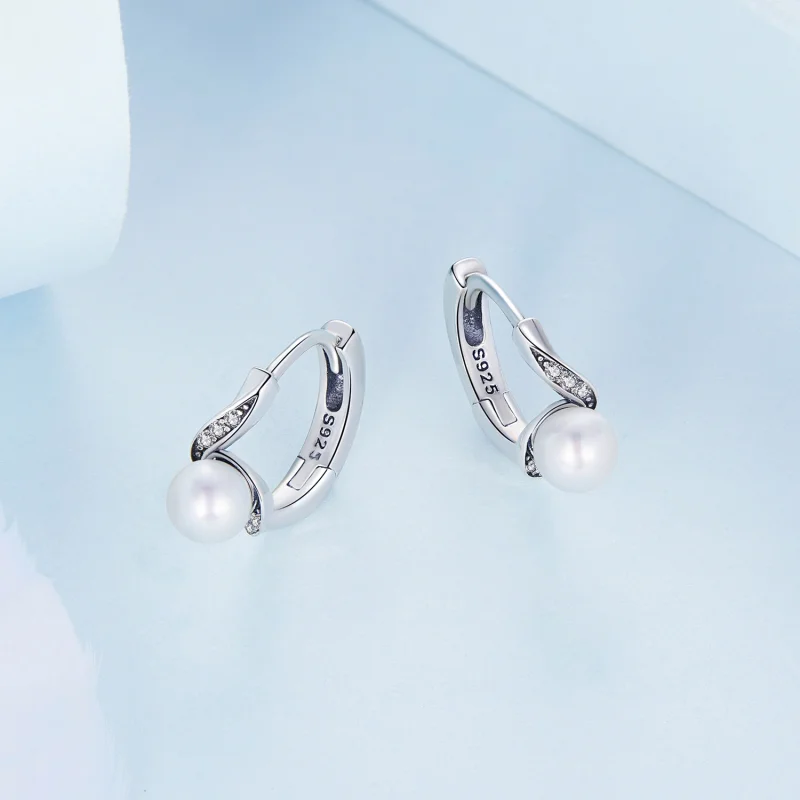 (imagem para) Pandora Style Shell Beads Hoop Earrings - BSE710 - Visualizar 3