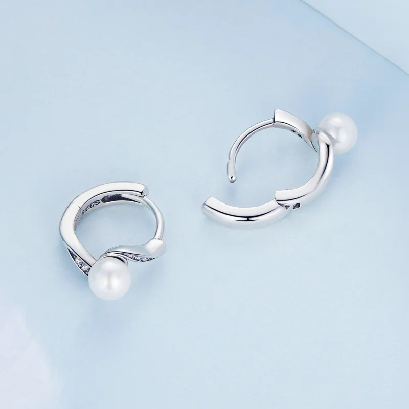 (imagem para) Pandora Style Shell Beads Hoop Earrings - BSE710 - Visualizar 4